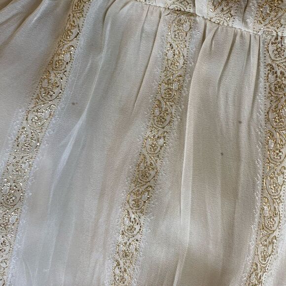 Vintage Albert Nipon Dress Cream Gold Metallic Flaw - Picture 9 of 12